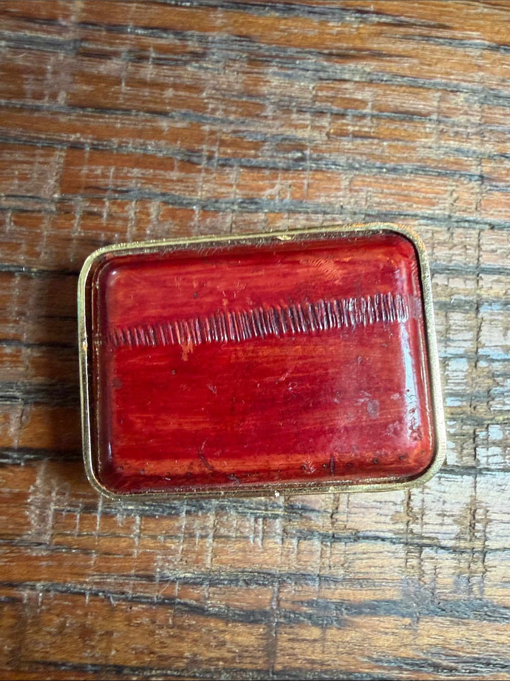 Vintage Mid Century Oxblood Red Enamel Belt Buckle Gold Tone MCM